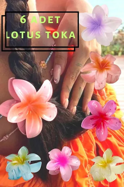 Pince à cheveux Fleur de Lotus 9 cm 6 pièces