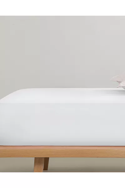 ملاءة سرير قطنية عادية بحجم كينغ مع شريط مطاطي  سم باللون الأبيض