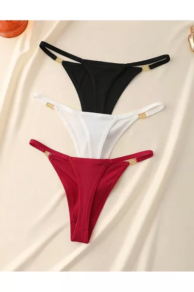 Women's 4-Pack Gold Accessorized Sexy Thong