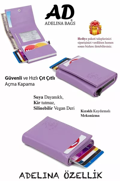 أديلينا ليلا نوفا الجلود آلية التلقائي الشريحة حامل بطاقة المحفظة