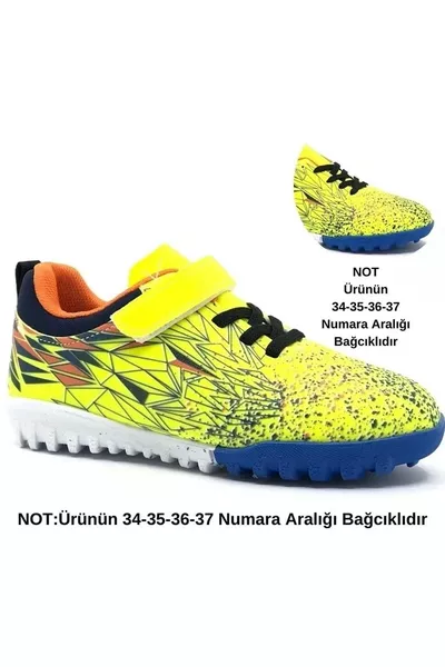 حذاء ميسي الصغير الأصفر للجنس الذكوري مع أربطة للملعب الصغير