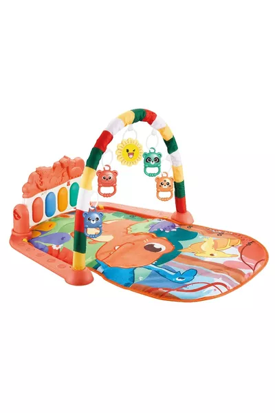 سجادة لعب للأطفال مع بيانو مشمس على شكل ديناصور، لعبة تعليمية، باللون الوردي