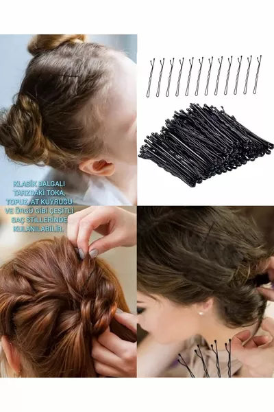  Black Wire Hairpins, First Quality Steel Single Pin