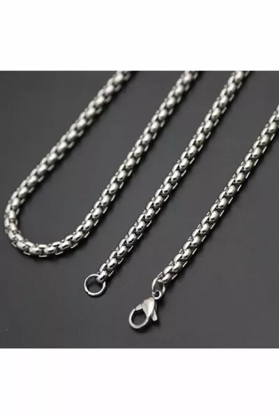 Мъжки сив плетен модел колие със стоманена верижка 