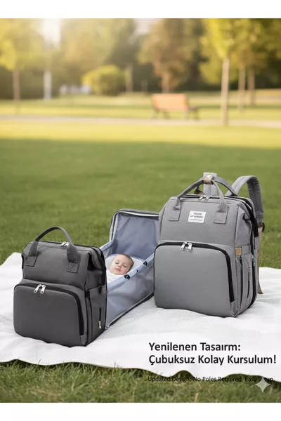 Grote Luiertas voor Moeder en Baby met Bedje, Waterdicht, Thermische Zakjes, Met Kinderwagenriem