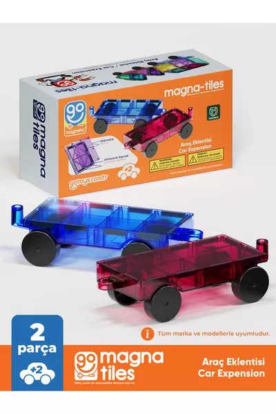 Go Magna-Tiles 2 Adet Araba Eklentisi Manyetik Oyuncak - Manyetik Yapı Blokları