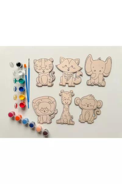 Дървен комплект за рисуване на животни „Направи си сам“ Образователна играчка Montessori за развитие на детето