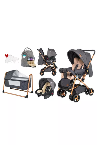 Newborn Set Travel System Baby Stroller Gold Bassinet