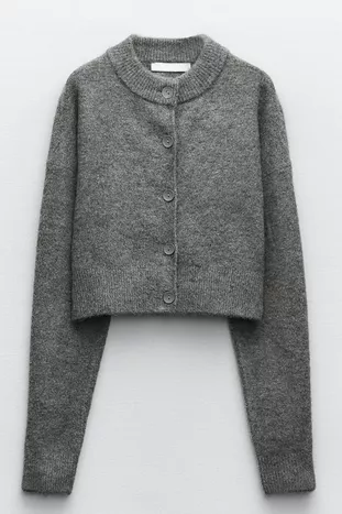 Dames Tilia Crop Rookkleurige Gebreide Cardigan