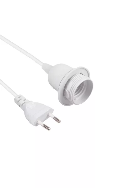 Wired Pendant Socket  Half Thread On-Off Switch 2 Meters White 