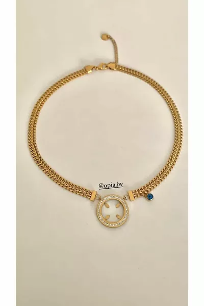 - Колие от стомана с талисман “Назар бончуку” (МОДЕЛ, КЪДЕТО МОЖЕ ДА СЕ ПОСТАВИ ЧЕТВЪРТИНКА) (CM)