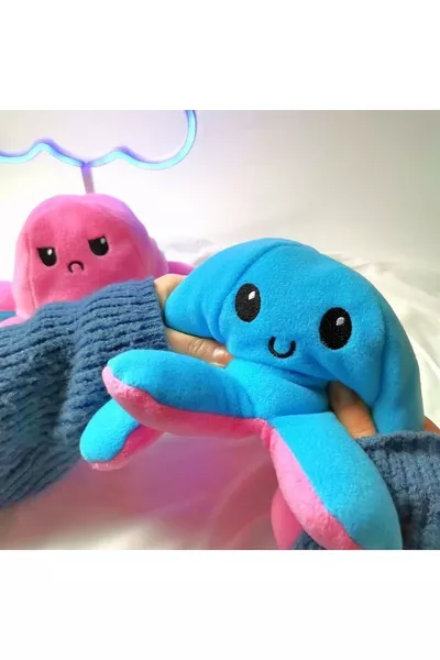 وسادة أخطبوط لتغيير المزاج أزرق-وردي