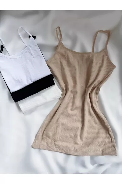 قميص داخلي نسائي من القطن مضلع 4 قطع