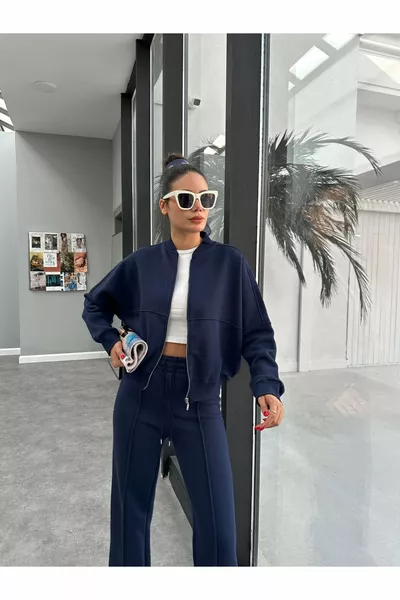 طقم رياضي مبطن بسحاب من الشيمالي