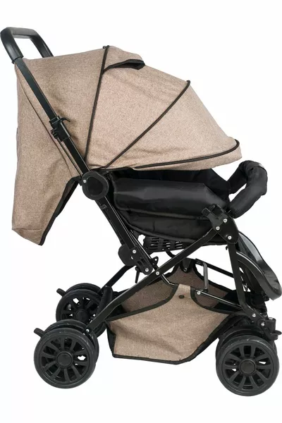 Auvent réversible entièrement rabattable pour poussette bébé, pliable et durable (MARRON)