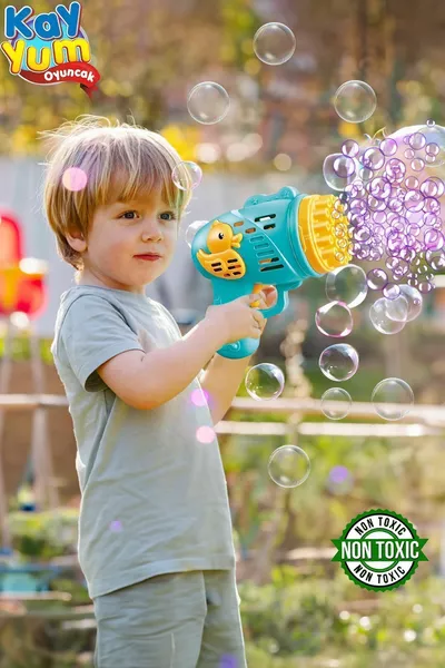 Duck Çok Delikli Pilli Köpük Atan Tabanca Oyuncağı  Delikli Bubble Gun