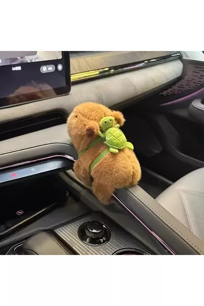 سوار محشو على شكل كابيبارا ظريفة، زينة للسيارة، ناعم داخل السيارة، لونه بني، لعبة كابيبارا