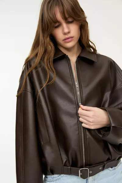 PB Viral Oversize Bomber Women's Leather Jacket