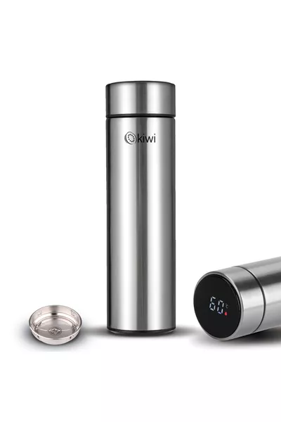 Thermos in Acciaio Inox con Indicatore di Temperatura a LED, per Campeggio e Attività all'Aperto