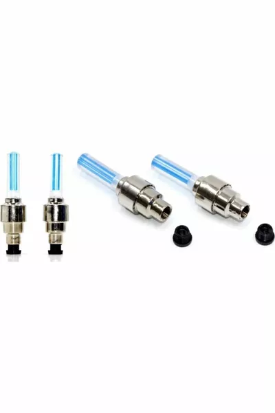Blauwe Auto Fotocel Bewegingssensor Verlichte LED Velg Ventieldopjes (4 Stuks)