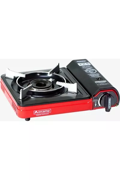 Одиночная портативная кемпинговая газовая плита с предохранителем, гарантированы 4 картриджа