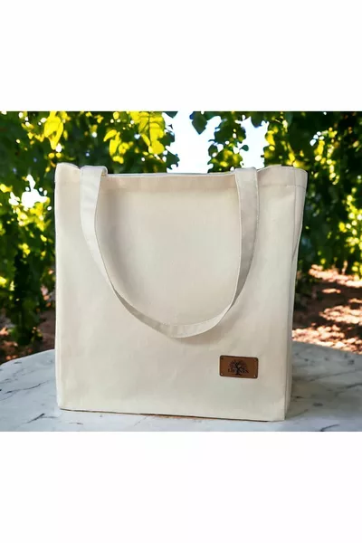 Geschikt voor borduren: dagelijkse katoenen schoudertas van stof, voor school, supermarkt en strand