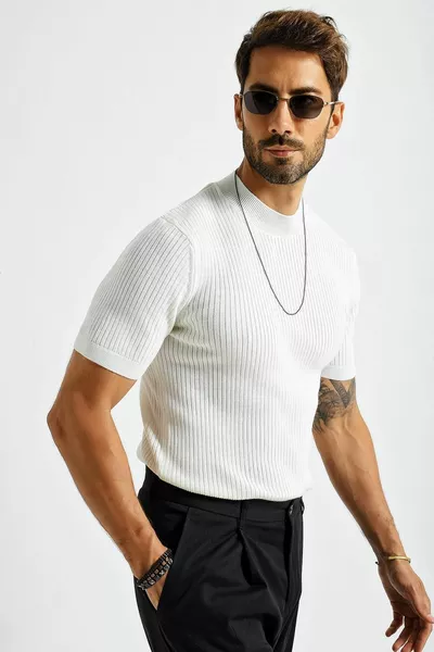 الرجال طاقم الرقبة قصيرة الأكمام ضئيلة متماسكة سترة 