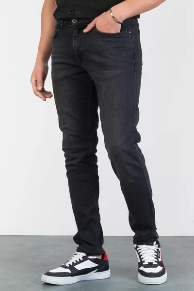 بنطال جينز رجالي أبيل أنثراسايت ضيق مرن مع لمسة حجرية