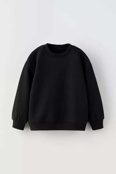 Sweat-shirt enfant à 3 cordons noir en molleton