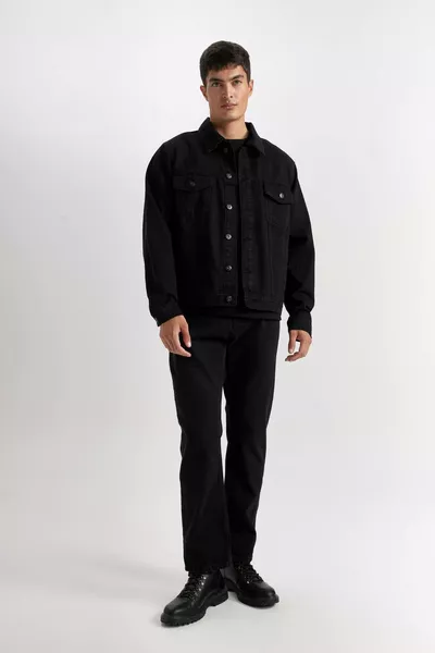 جاكيت جينز بأزرار وجيوب، قطن % AU