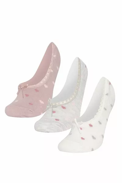Calzini Ballerina in Cotone da Donna con Applicazione a Cuore, Set da 3 AXNS
