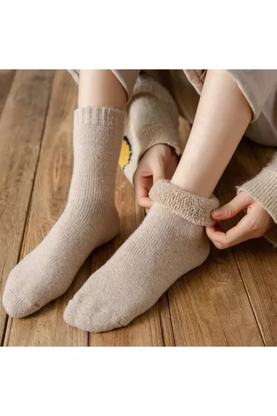 4 أزواج من جوارب نسائية شتوية اقتصادية قطنية مخططة بنقشة منشفة