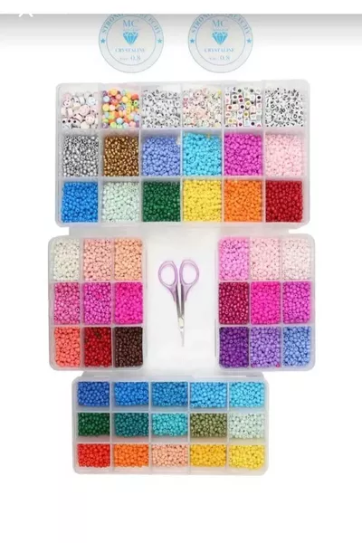 طقم علب خرز لصنع المجوهرات 4 علب، خرز رملي وأشكال حروف 