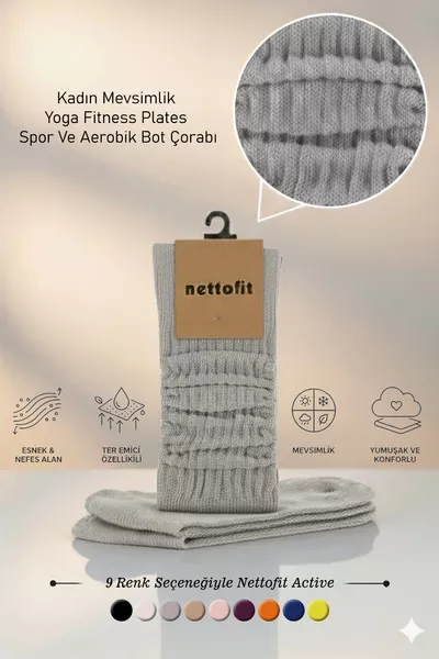 جوارب رياضية وأيروبيك نسائية رمادية موسمية لليوغا واللياقة البدنية