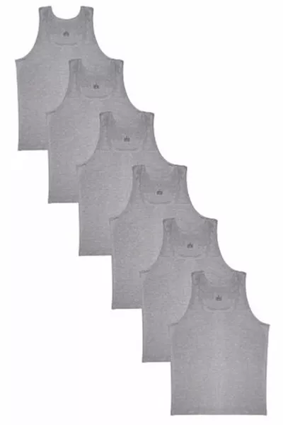 6-Pack Grey Boys' Cotton Tank Tops