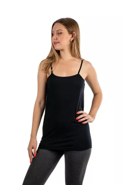 قميص داخلي نسائي بحمالات سوداء، عبوة من 6 قطع