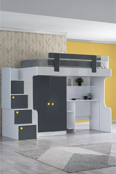 سرير بطابقين، خزانة مكتب متريز سرير بطابقين، سرير مريح واحد