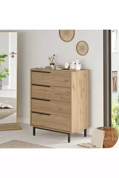 Ocean Kommode 4 Schubladen mit Metallbeinen Korb -s