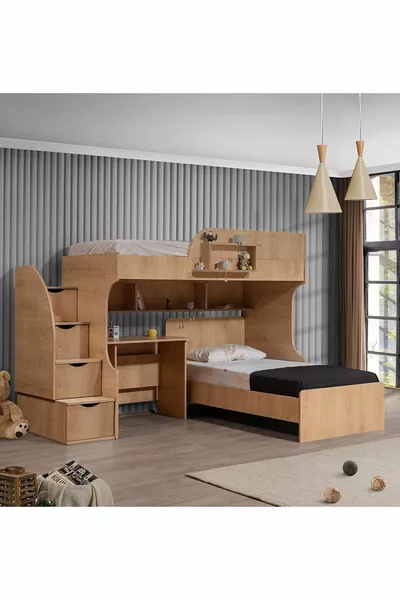 سرير بطابقين، سرير أوورا بطابقين مع مكتب وسريرين مريحين