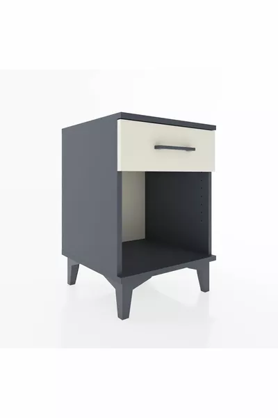 Hyperion Nachttisch mit einer Schublade Anthrazit-Muschelgrau