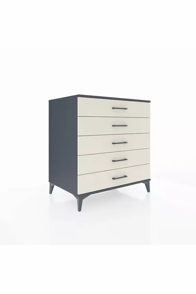 Kronos Dresser 5 Drawers Anthracite-Ash Stone