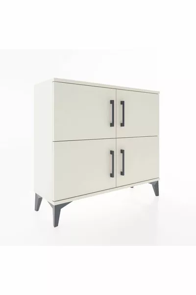 Arges Kommode mit 3 Regalen und 4 Türen, Mondstein-Mondstein