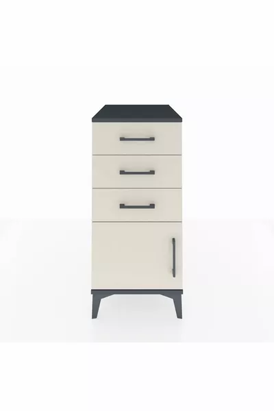 Kronos Nightstand 3-Drawer 1-Door Anthracite-Quartz