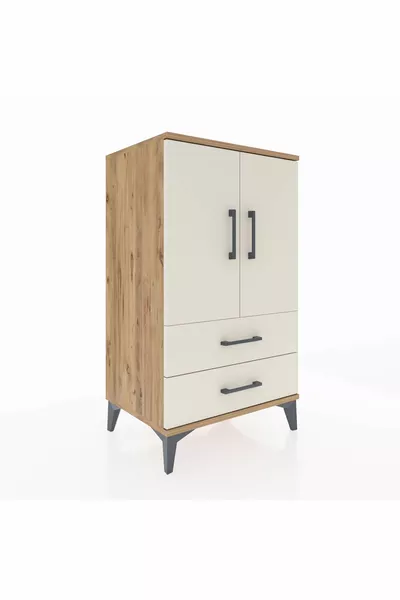 خزانة هايبرون بطابقين و درجين و بابين - خشب الصنوبر والرخام