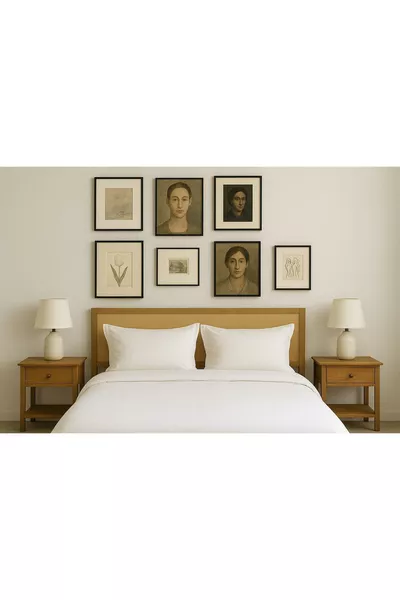 رأس سرير من القماش الشبكي بإطار خشبي بعرض cm