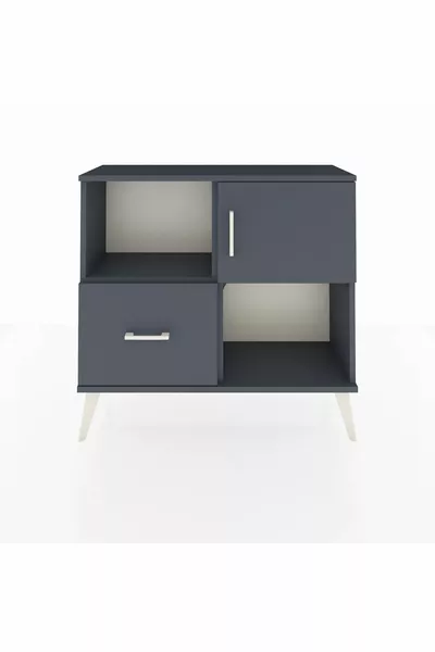 Comò Arges con 2 Ripiani, 1 Cassetto e 1 Anta, Antracite-Antracite