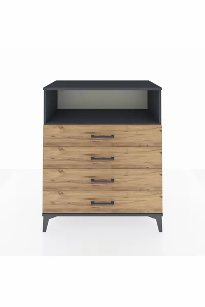 Hyperion Şifonyer Tek Raflı 4 Çekmeceli  Antrasit-Çam