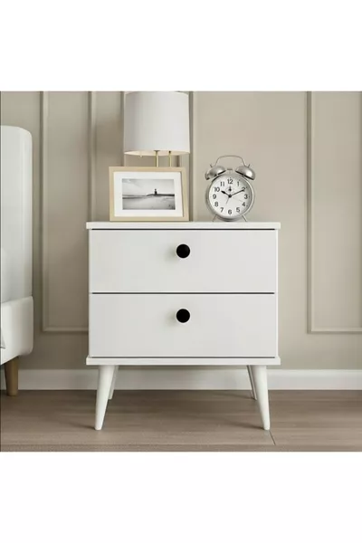 Бял блестящ готов за монтаж нощен шкаф