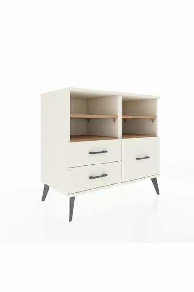 خزانة هايبرون بروفيلات 4 أرفف و3 أدراج، لون عقيق الصنوبر/عقيق