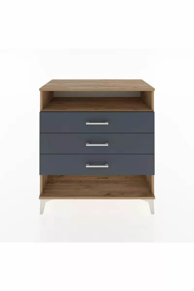 Hyperion Şifonyer Tek Raflı 3 Çekmeceli  Çam-Antrasit